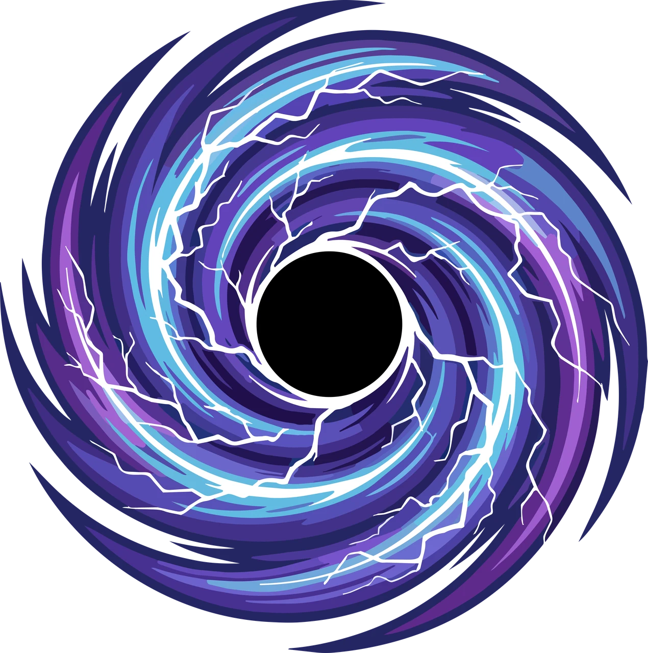 Violett-blauer Card-Vortex-Strudel mit Blitzen